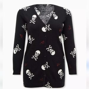 Black Skull Print Women's Sweater